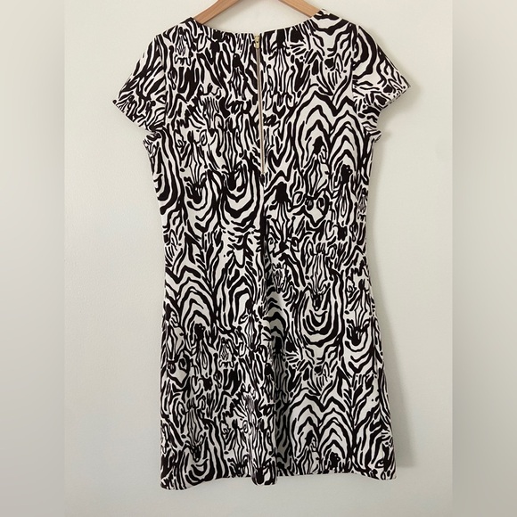 Lilly Pulitzer Layton Shift Dress brown zebra pattern L EUC - Picture 5 of 5